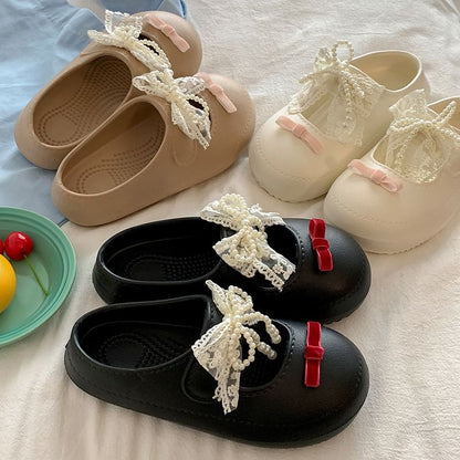 Leather Beaded Faux Sandals