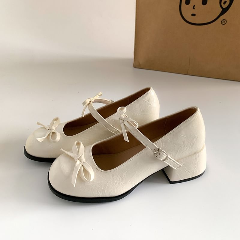Pumps Accent Block Mary Ribbon Jane Heel
