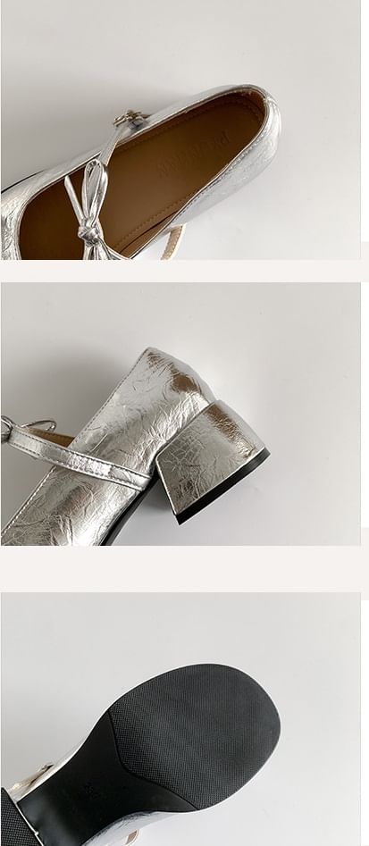 Pumps Accent Block Mary Ribbon Jane Heel