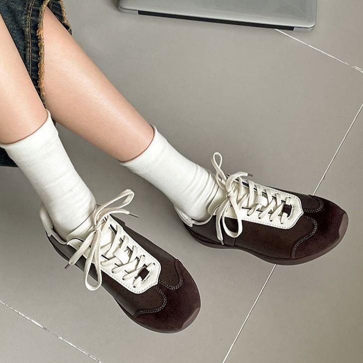 Lace-Up Faux Sneakers Leather