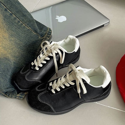 Lace-Up Faux Sneakers Leather