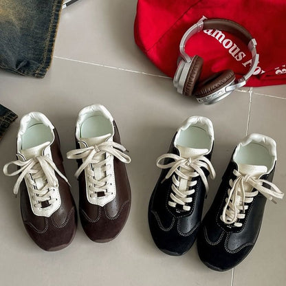 Lace-Up Faux Sneakers Leather