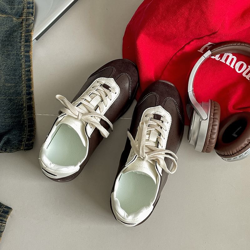Lace-Up Faux Sneakers Leather