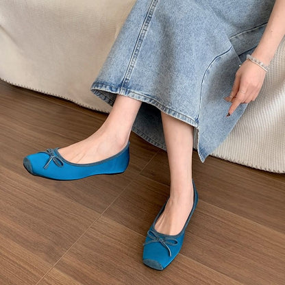 Ribbon Flats Toe Square Accent
