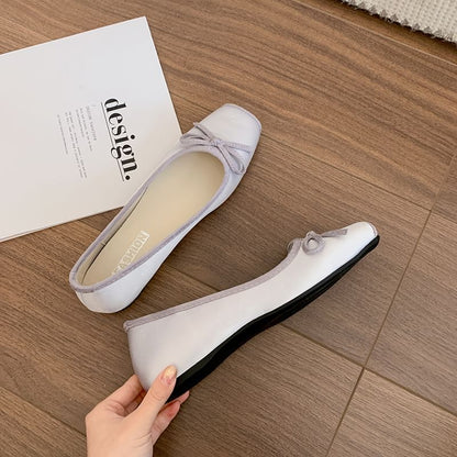 Ribbon Flats Toe Square Accent