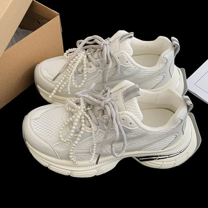 Platform Sneakers Lace-Up Mesh