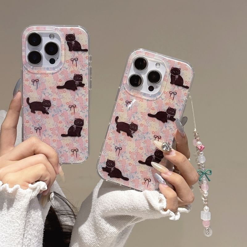 Floral Case / Strap Phone Set Cat