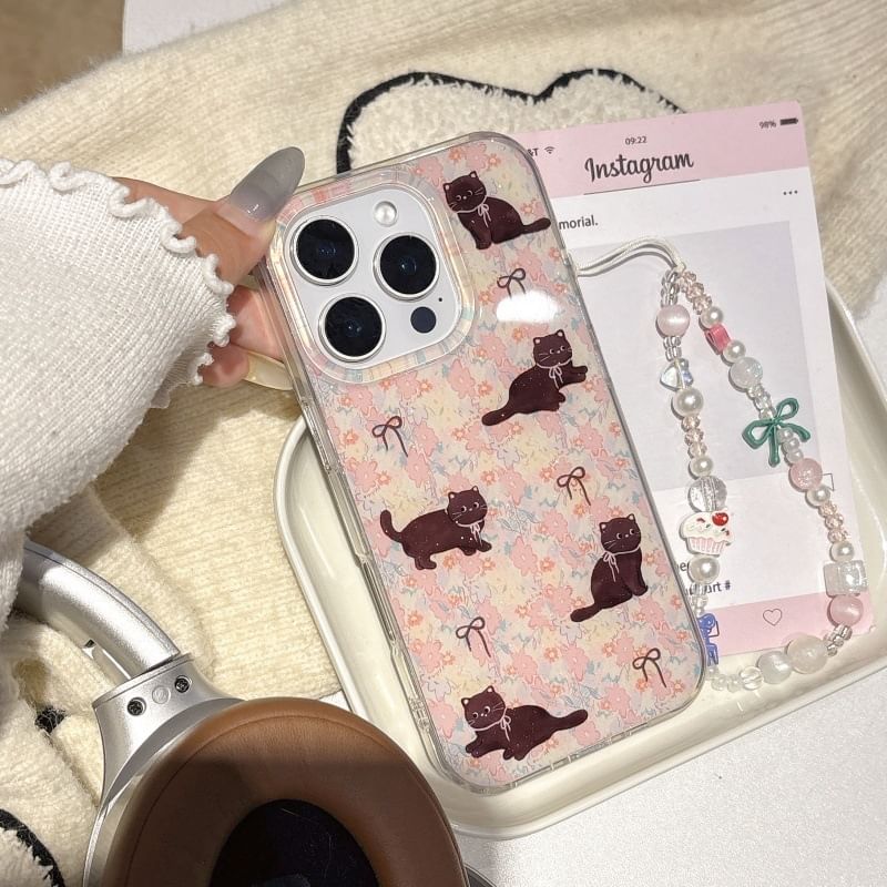 Floral Case / Strap Phone Set Cat