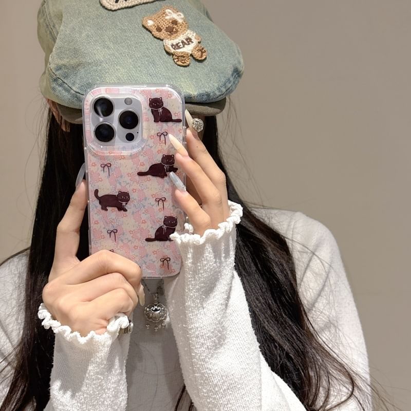 Floral Case / Strap Phone Set Cat