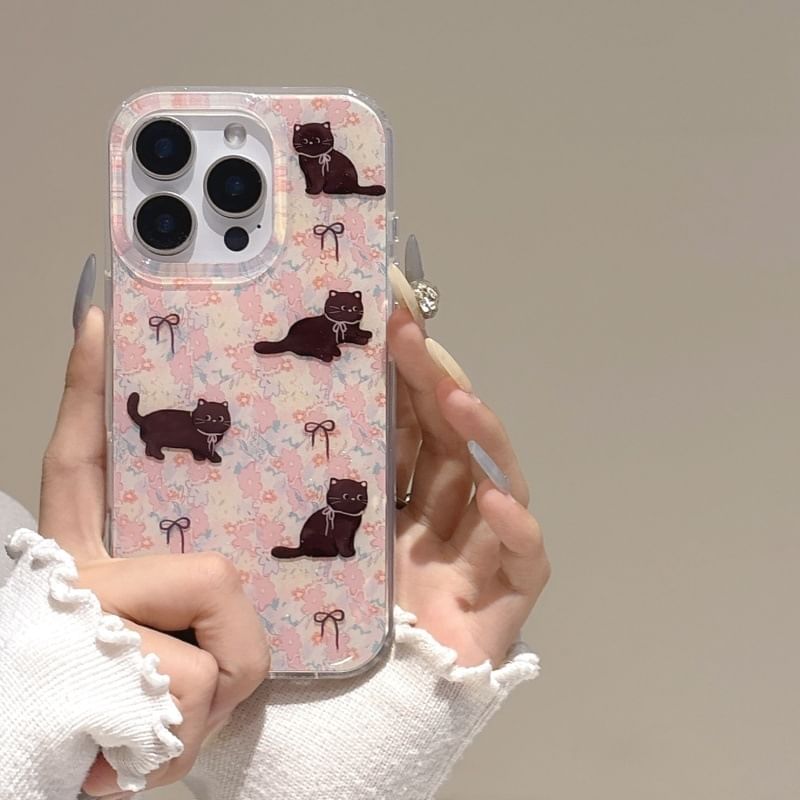 Floral Case / Strap Phone Set Cat