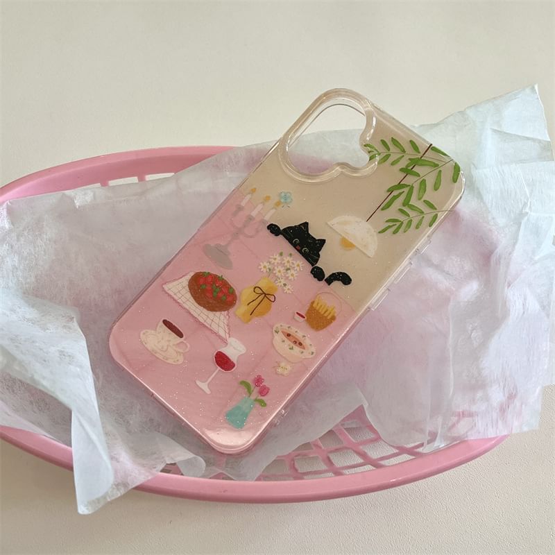 Case Phone Strap Set Table Meal / Cat