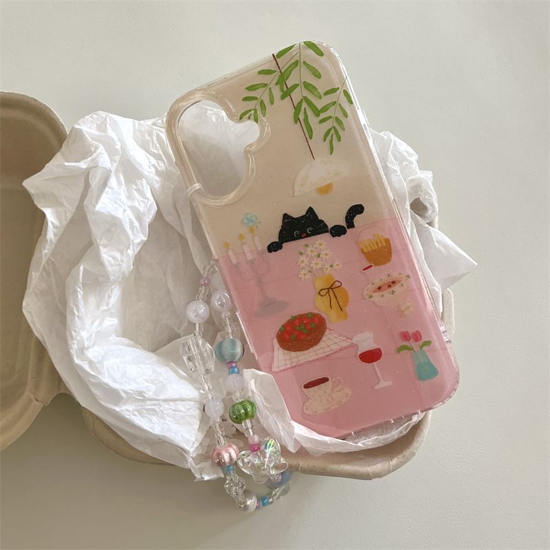 Case Phone Strap Set Table Meal / Cat