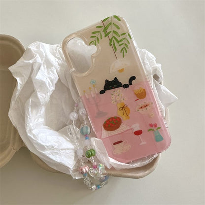 Case Phone Strap Set Table Meal / Cat