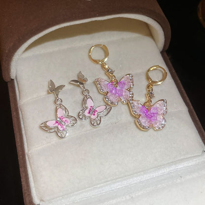 Alloy Cuff Glaze Rhinestone Earring / Butterfly Dangle Ear