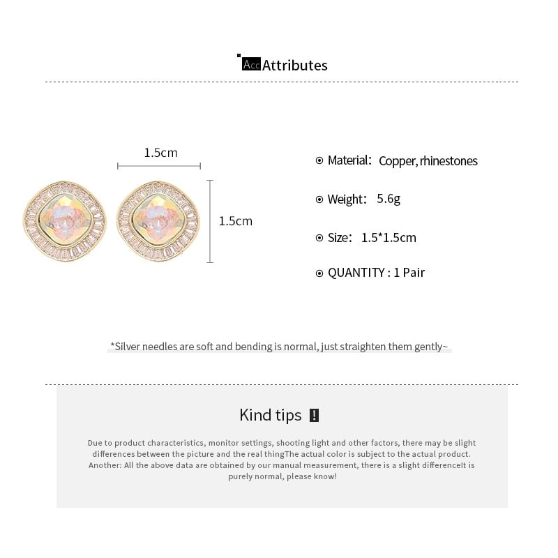 Rhinestone Earring Stud Alloy