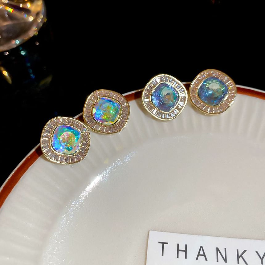 Rhinestone Earring Stud Alloy