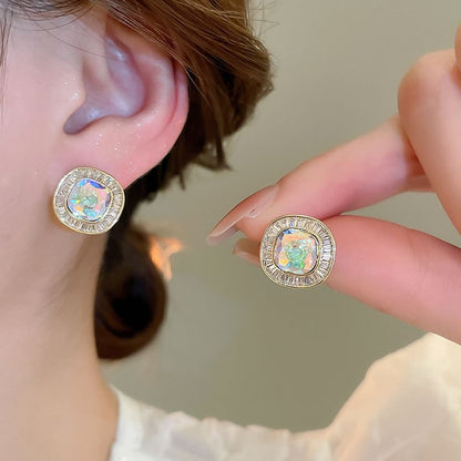Rhinestone Earring Stud Alloy