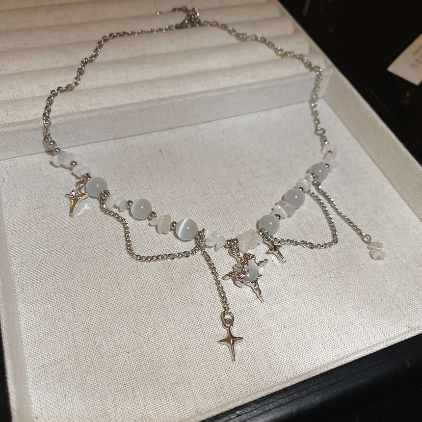 Faux Alloy Gemstone Star (Various Designs) Choker Bead Pendant