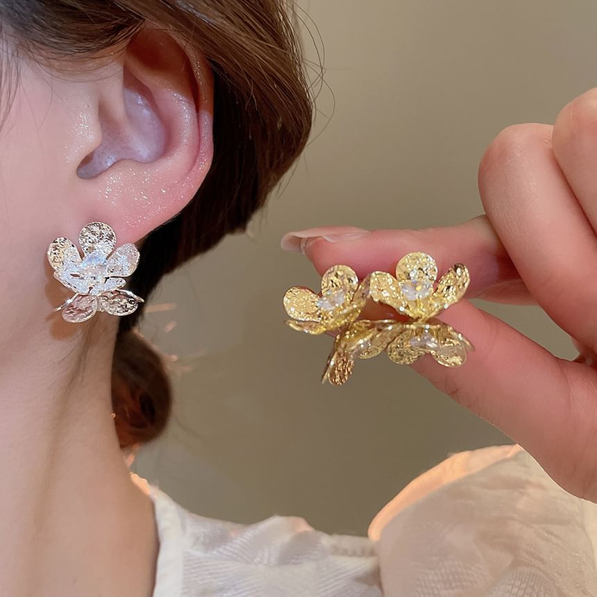 Earring Rhinestone Alloy Floral Statement