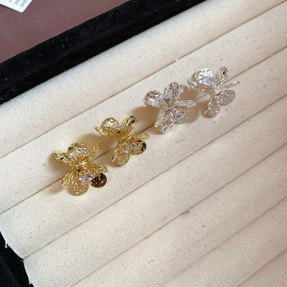 Earring Rhinestone Alloy Floral Statement