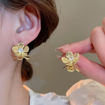 Earring Rhinestone Alloy Floral Statement