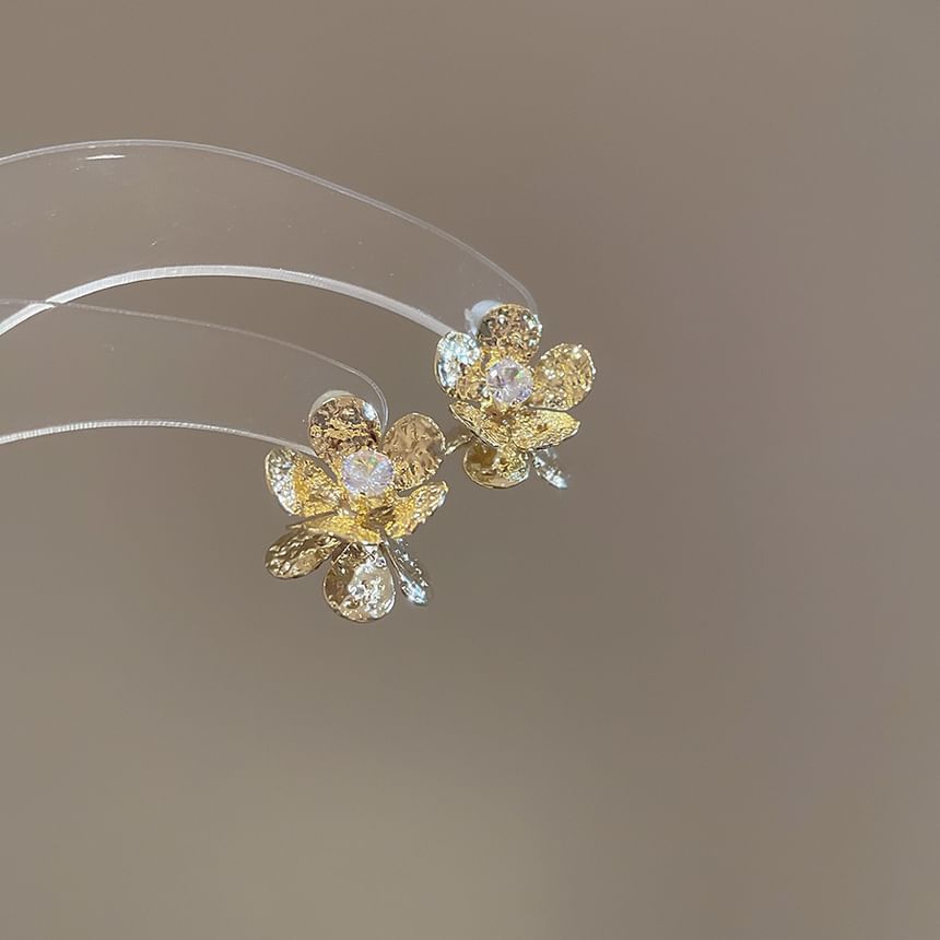 Earring Rhinestone Alloy Floral Statement