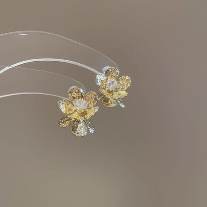 Earring Rhinestone Alloy Floral Statement