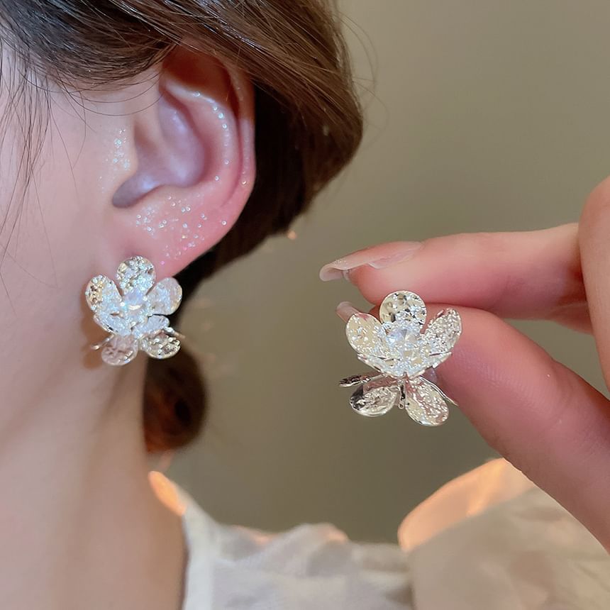 Earring Rhinestone Alloy Floral Statement