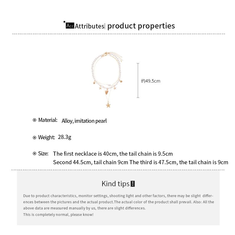 of Pearl + Necklace 3: Pendant Alloy Choker Starfish Faux Set