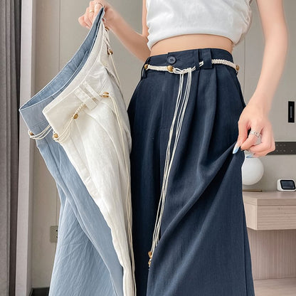 High Plain Leg Wide Pants Waist Designs) (Various
