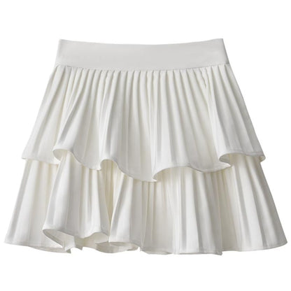 Tiered Plain Mini Waist Skirt High A-Line Accordion Pleated