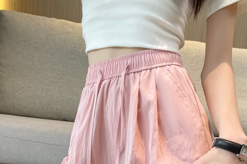 Plain Waist Shorts Drawstring