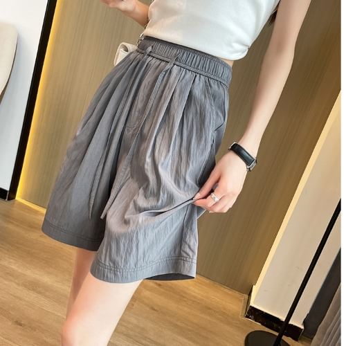 Plain Waist Shorts Drawstring