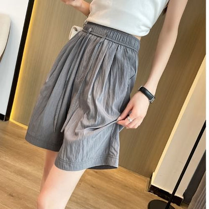 Plain Waist Shorts Drawstring