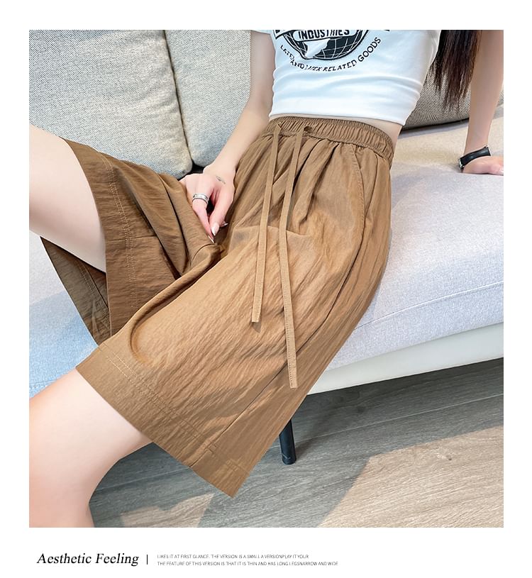 Plain Waist Shorts Drawstring
