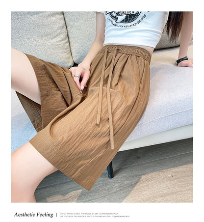 Plain Waist Shorts Drawstring