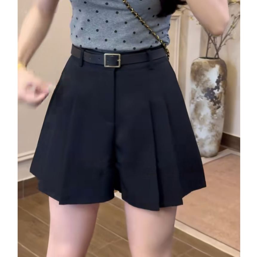 Skort Pleated Waist Plain High
