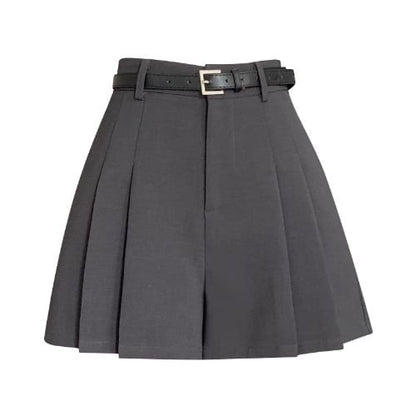 Skort Pleated Waist Plain High