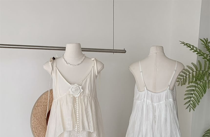 Dress Strap Spaghetti A-Line Lace Maxi V-Neck