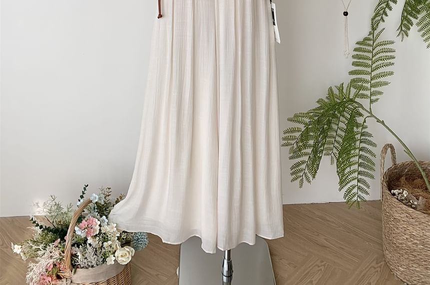 Rise High Top + Skirt Maxi Set: A-Line Plain Short-Sleeve