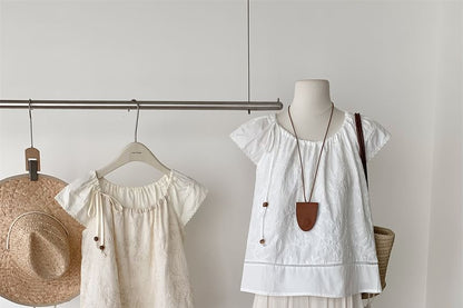 Rise High Top + Skirt Maxi Set: A-Line Plain Short-Sleeve