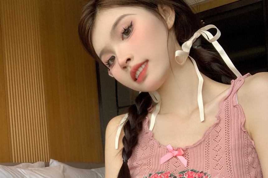 Lace Print Top Crop Tank Floral