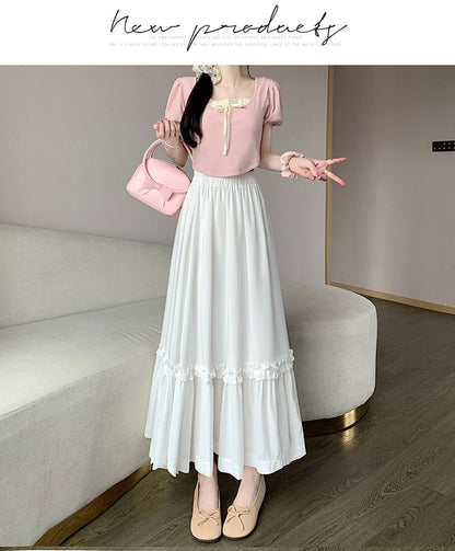 Waist Skirt Maxi High Plain A-Line