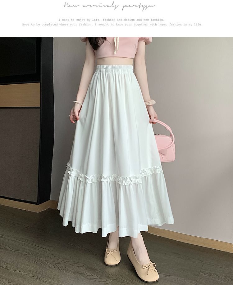 Waist Skirt Maxi High Plain A-Line