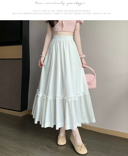 Waist Skirt Maxi High Plain A-Line