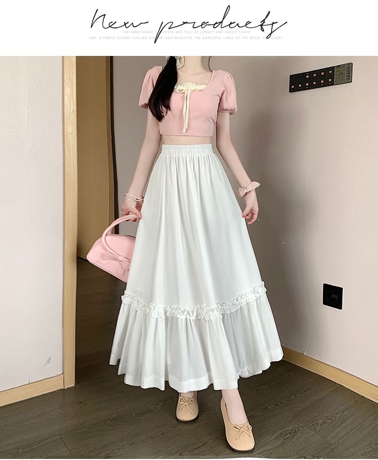 Waist Skirt Maxi High Plain A-Line