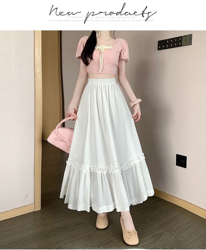 Waist Skirt Maxi High Plain A-Line