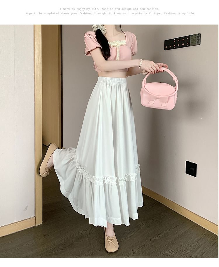 Waist Skirt Maxi High Plain A-Line