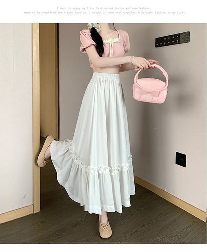 Waist Skirt Maxi High Plain A-Line