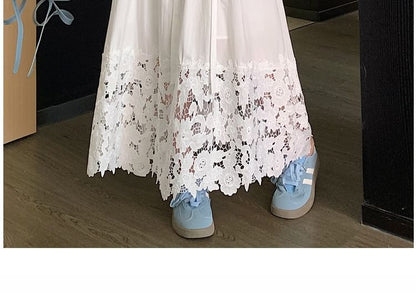 High A-Line Skirt Panel Maxi Rise Lace